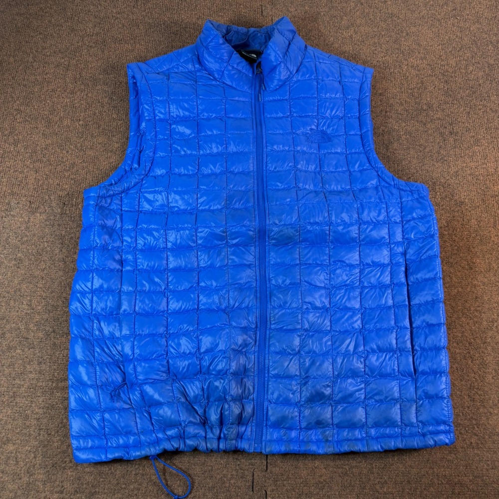 The North Face ThermoBall Puffer Vest Mens XL Blue Full Zip Insulated Quilted